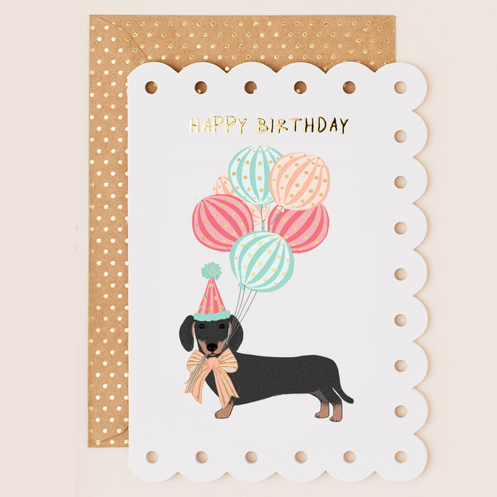 Greeting Card - Broderie Birthday Sausage Dog