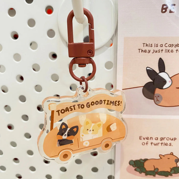 Epoxy Acrylic Keychain - Bread Car
