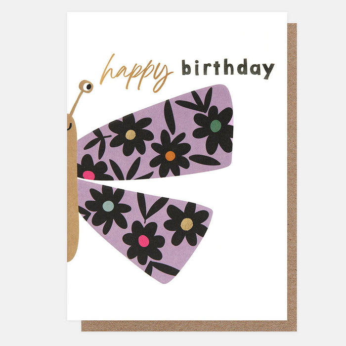 Greeting Card - Folk Friends Bday Flower Butterfly