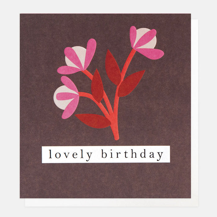 Greeting Card - Geometric Birthday Red Flower