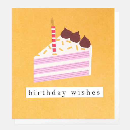 Greeting Card - Geometric Birthday Cake on Mustard