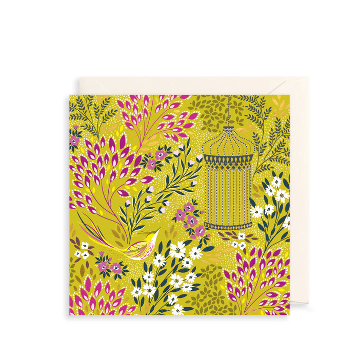 Greeting Card - AF Sara Miller Chartreuse Florals & Bird