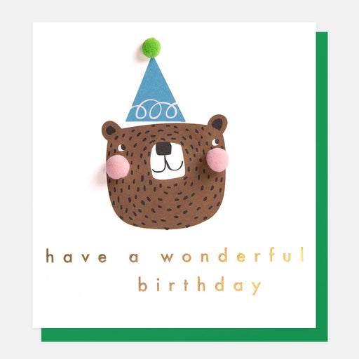 Greeting Card - Bday Bear in Blue Party Hat