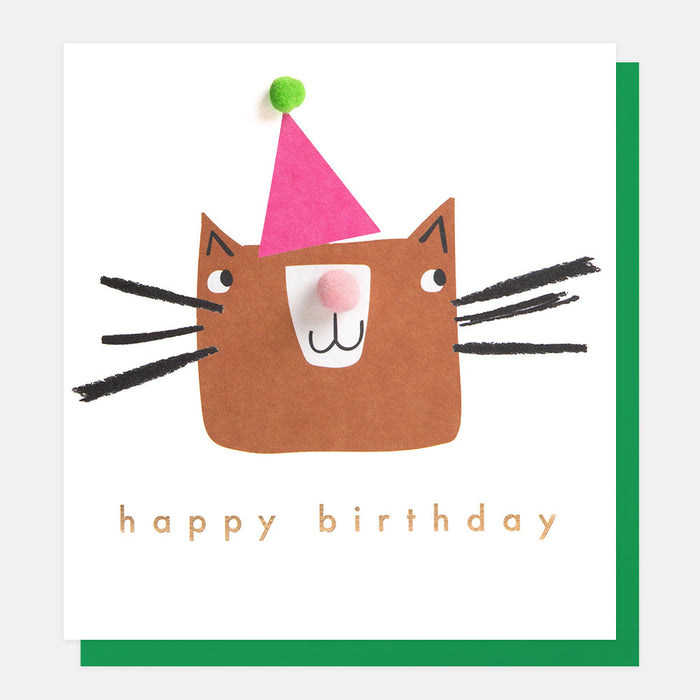 Greeting Card - Bday Cat in Pink Party Hat