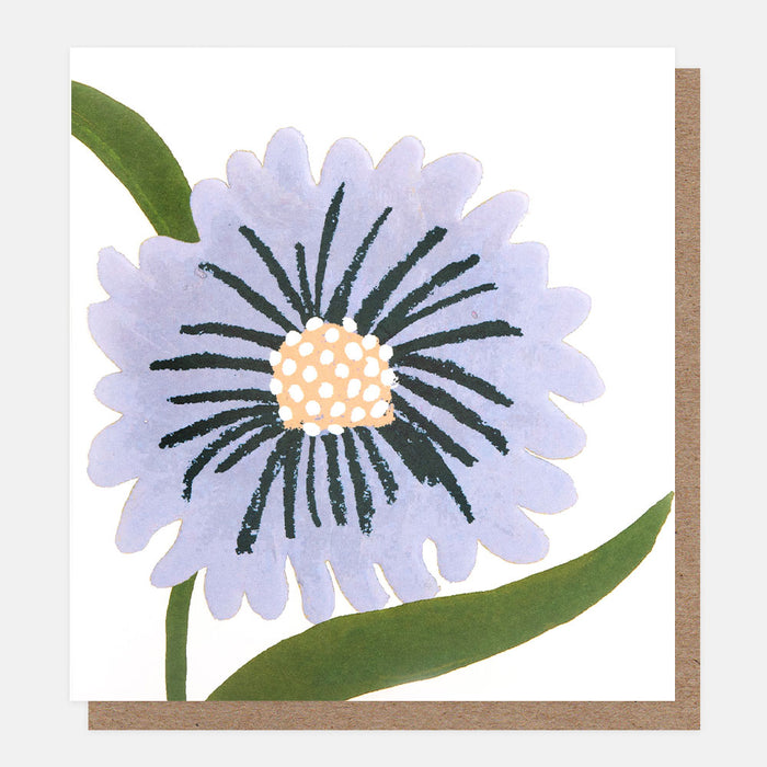 Greeting Card - Blank Blue Flower & Leaf