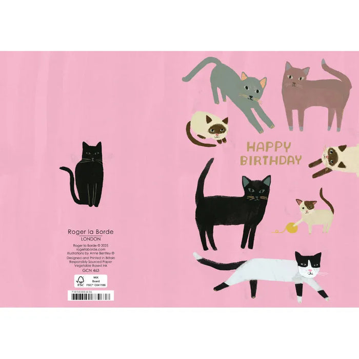 Greeting Card - Cats on Pink