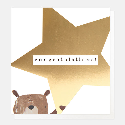 Greeting Card - Congrats Bear holding Star