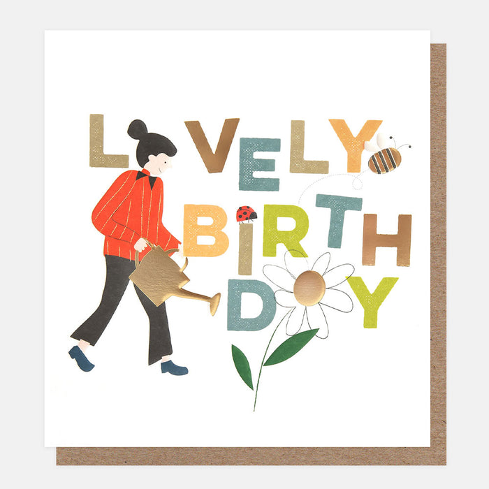 Greeting Card - Festival Bday Watering a Daisy