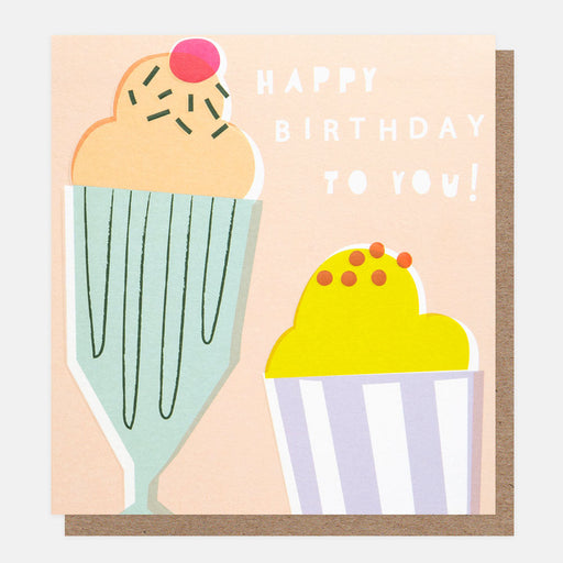 Greeting Card - Offset Happy Bday Icecream Sundae