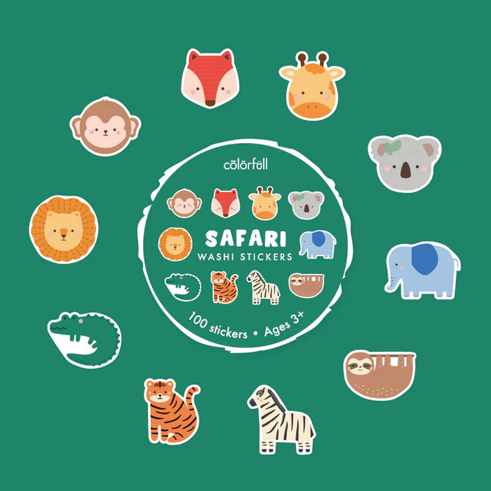 Safari Animals Decorative Washi Stickers for Journaling (Scrapbooking)