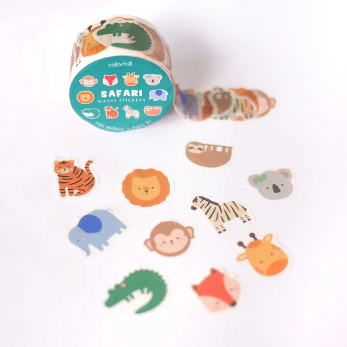 Safari Animals Decorative Washi Stickers for Journaling (Scrapbooking)