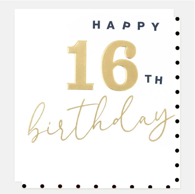 Greeting Card - Gold Happy 16th Birthday