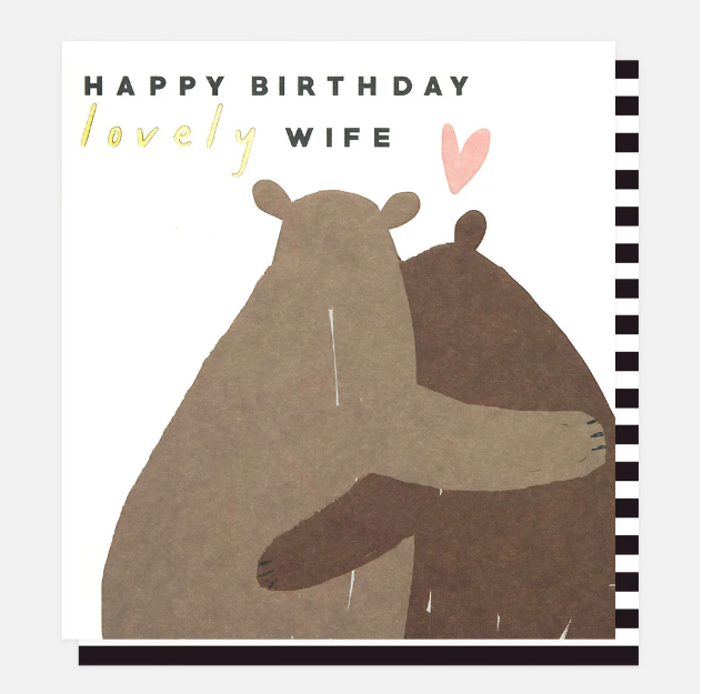 Greeting Card - Birthday Wife Hugging Bears
