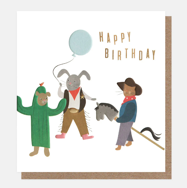 Greeting Card - Dress Up Birthday Cowboy Animals