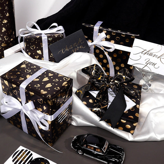 Gift Wrapping Paper Roll - 3M Gold Foil Love on Black