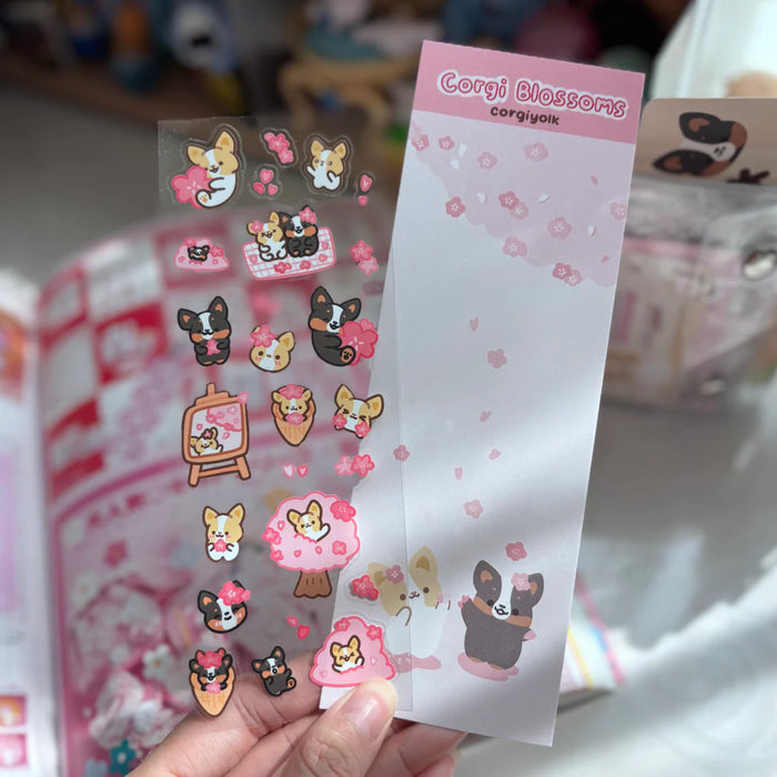 Sticker Sheet - Corgi Blossoms