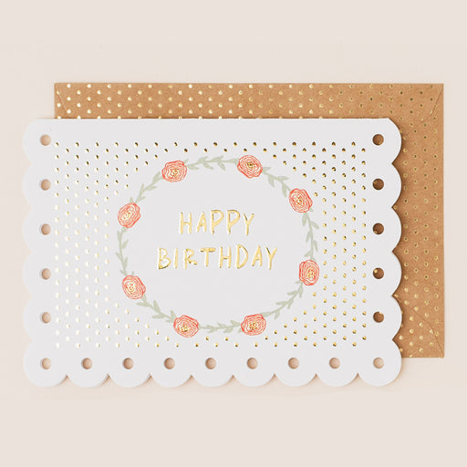 Greeting Card - Broderie Birthday Floral Wreath