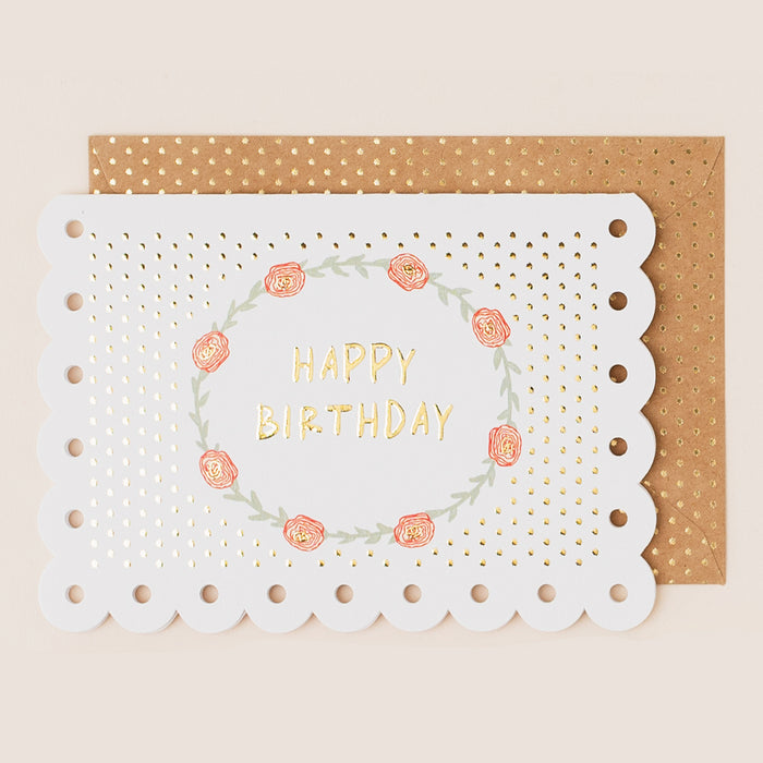 Greeting Card - Broderie Birthday Floral Wreath